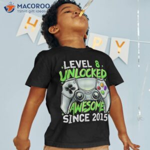 level 8 unlocked awesome since 2015 8th birthday gaming shirt tshirt 5