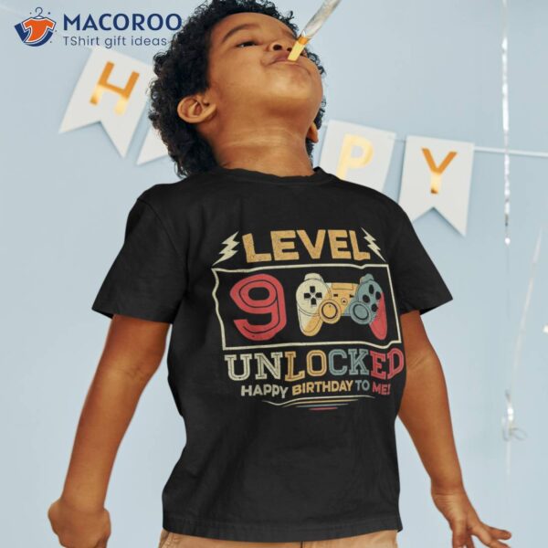 Level 9 Birthday Boy Year Old Video Gamer Gaming Gift Boys Shirt