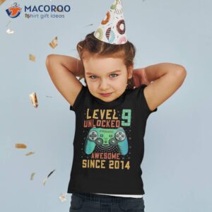 level 9 unlocked 9th birthday year old boy gifts gamer shirt tshirt 2