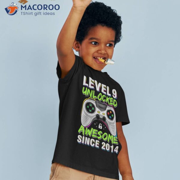 Level 9 Unlocked 9th Birthday Year Old Boy Gifts Gamer Shirt