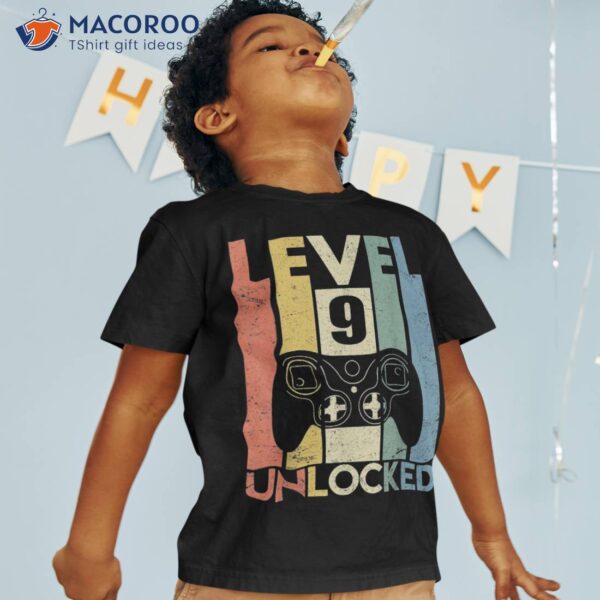 Level 9 Unlocked Shirt Funny Video Gamer 9th Birthday Gifts