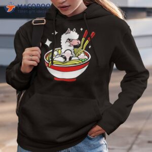 llama kawaii eating ra noodles soup bowl food lover shirt hoodie 3