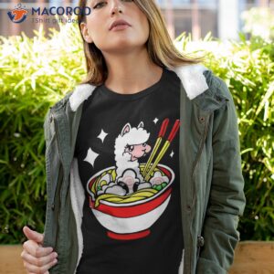 llama kawaii eating ra noodles soup bowl food lover shirt tshirt 4