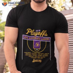 los angeles lakers stadium essentials unisex 2023 nba playoffs roster shirt tshirt