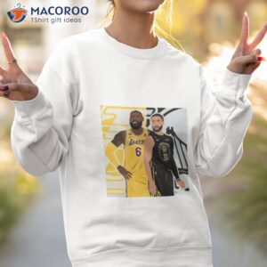 Los Angeles Lakers Vs Golden State Warriors James Lebron Vs Steph Curry Playoffs 2023 Arshirt 3 los angeles lakers vs golden state warriors james lebron vs steph curry playoffs 2023 art shirt sweatshirt 2