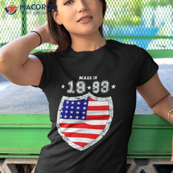 Made In 1983 40th Birthday 4th Of July Design American Flag Shirt
