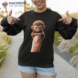 marmoset monkey finger hugging shirt sweatshirt