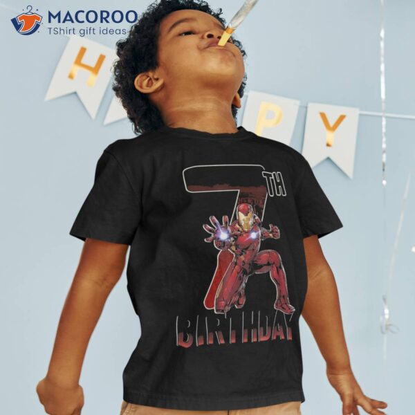 Marvel Iron Man 7th Birthday Action Pose Graphic Shirt