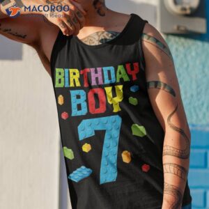 master builder 7th birthday boy 7 seven year building bricks shirt tank top 1