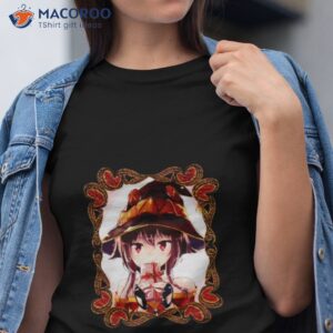 megumin konosuba character the witch holiday celebration on red anime shirt tshirt