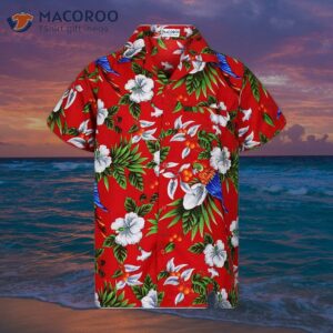 Men Shortsleeve Frontpocket Hawaiian-print Cherry Parrots Party Flowers