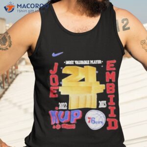 mens nike joel embiid black philadelphia 76ers 2023 nba mvp t shirt tank top 3