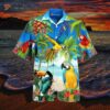 Mens Retro Cars Print Lapel Chest Pocket Short Sleeve Aloha Hawaiian Shirt