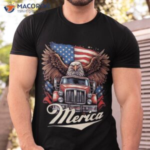 Merica Patriotic Eagle Trucker Driver American Flag Shirt