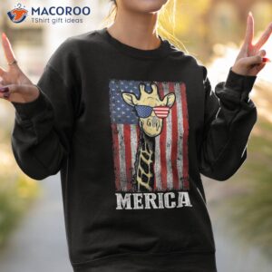 merica usa flag patriotic giraffe sunglasses funny animal shirt sweatshirt 2