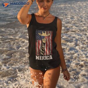 merica usa flag patriotic giraffe sunglasses funny animal shirt tank top 3