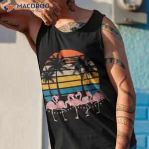 mery christmas in july flamingo sunset retro shirt tank top 1