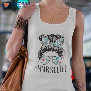 messy hair woman bun nurse life healthcare shirt tank top 4