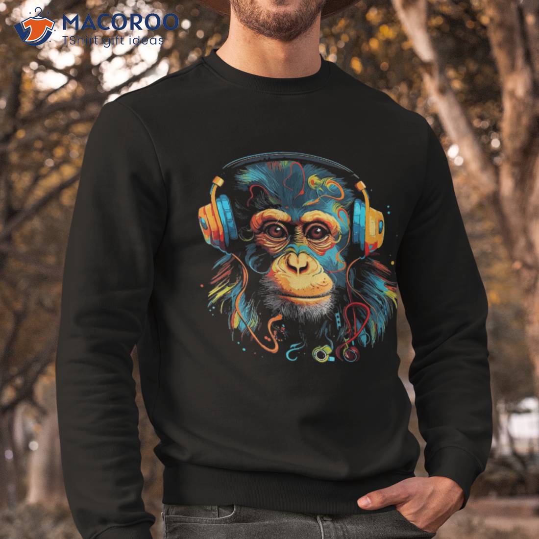 Monkey Ape Wearing Headphones Graphic Tee For And Shirt