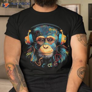 monkey ape wearing headphones graphic tee for and shirt tshirt