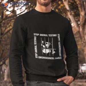 monkey stop animal testing graphic shirt sweatshirt