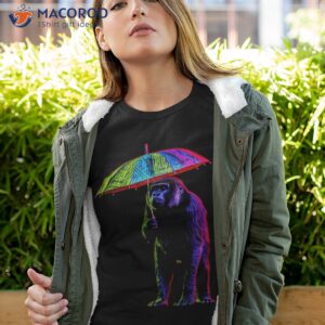 Monkey Umbrella Colourful Creative Zoo Animal Artwork Shirt