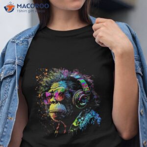 monkey wearing headphone sunglasses shirt tshirt