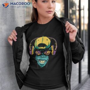 monkey with headphones cool funny shirt tshirt 3