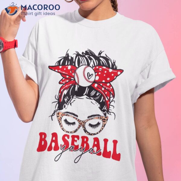 Mother’s Day Shirt Distressed Leopard Baseball Yaya Messy