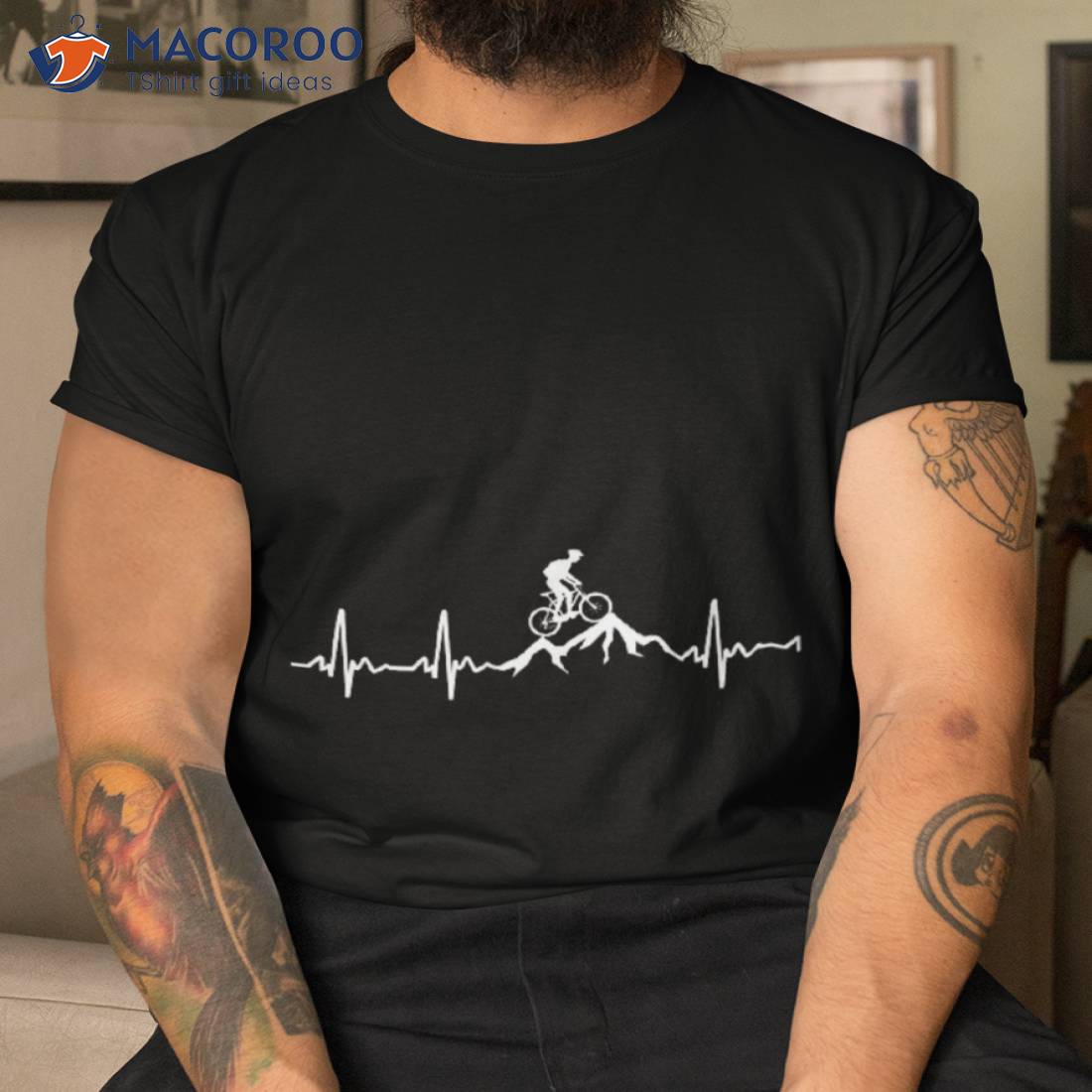 Creative Heartbeat Mountain Print Men's T shirt Summer - Temu