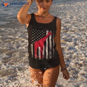 national us flag american giraffe vintage wild animal retro shirt tank top