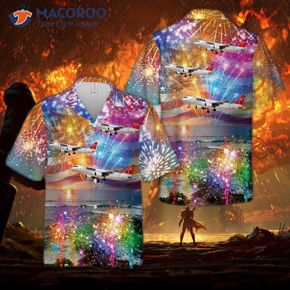 Northwest Airlines A320 (new Livery), 4th Of July Hawaiian Shirt Northwest Airlines A320 (new Livery), 4th Of July Hawaiian Shirt