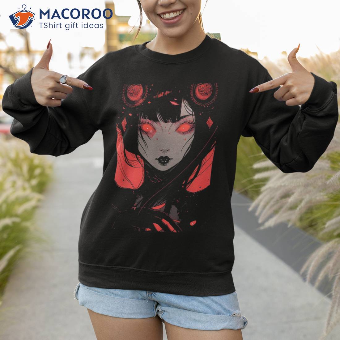 Women Teens Goth T-shirt Fashion Gothic Anime Aesthetic Print