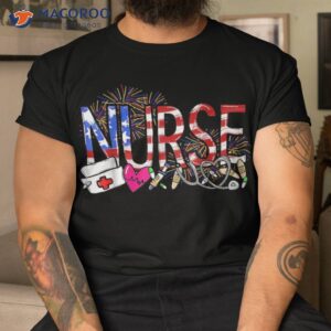 nurse american flag stethoscope pride 4th of july fireworks shirt tshirt