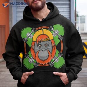 orangutan sketboarding funny skater monkey shirt hoodie