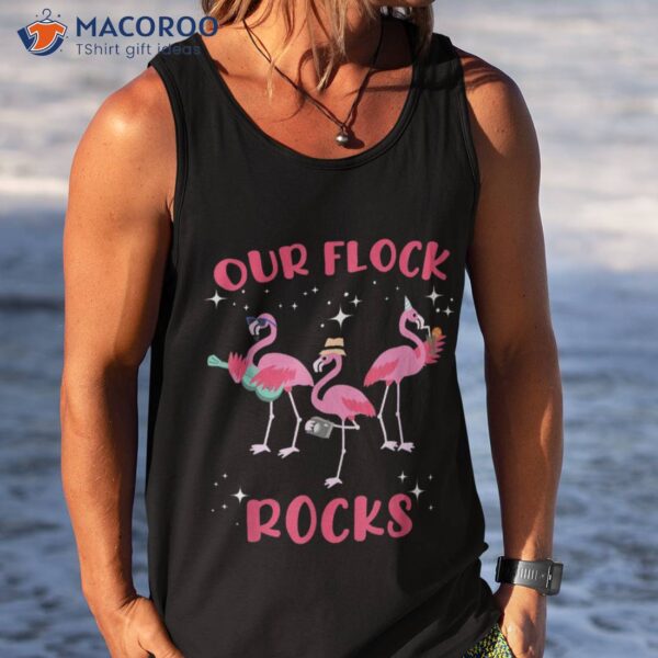 Our Flock Rocks Flamingo Matching Family Vacation Summer Shirt