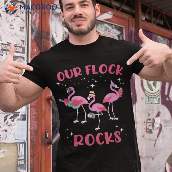 Our Flock Rocks Flamingo Matching Family Vacation Summer Shirt