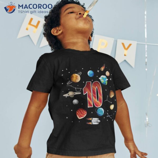 Outer Space 10 Years Old 10th Birthday Boys Planets Shirt