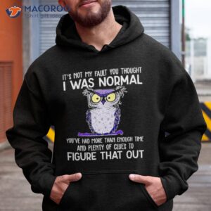 owl its not my fault you thought i was normal you had more than enough time and plenty of clues to figure that out shirt hoodie