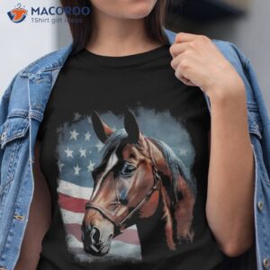 patriotic horse american flag horseback riding western farm shirt tshirt