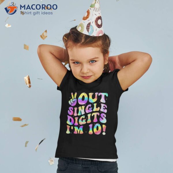 Peace Out Single Digits Retro Groovy 10th Birthday Girl Shirt