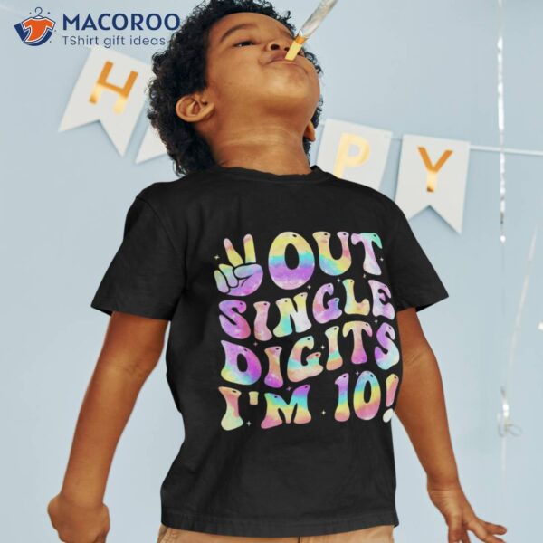 Peace Out Single Digits Retro Groovy 10th Birthday Girl Shirt