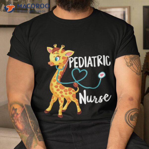 Pediatric Nurse Giraffe Stethoscope Shirt