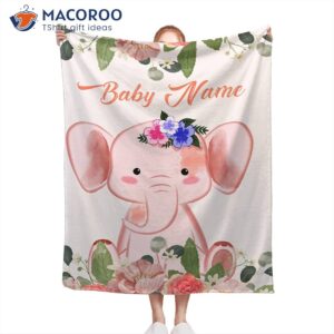Personalized Blanket Elephant Flower