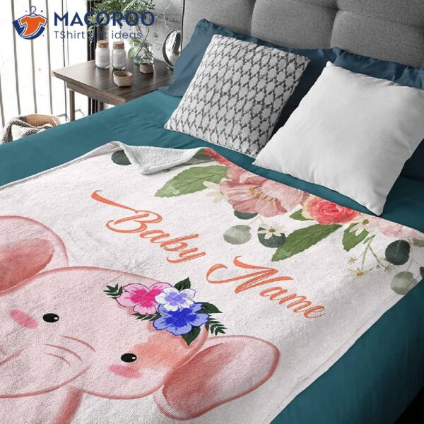 Personalized Blanket Elephant Flower