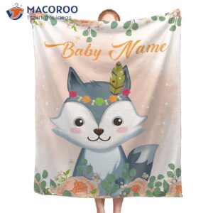 Personalized Blanket Wolf Flower For Teens