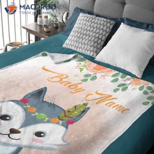 Personalized Blanket Wolf Flower For Teens