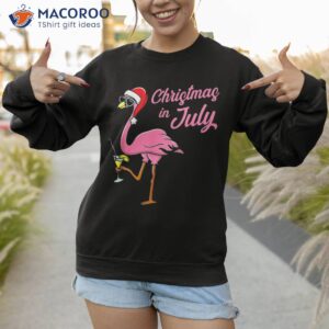 pink flamingo funny christmas in july summer vacation shirt sweatshirt 1