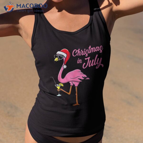 Pink Flamingo Funny Christmas In July Summer Vacation Shirt