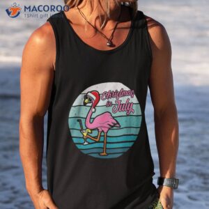 pink flamingo funny christmas in july summer vacation shirt tank top